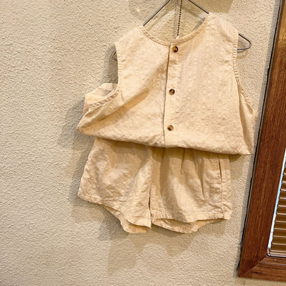 -キッズ セットアップ ノースリーブ シャツ トップス パンツ - mamahalo shop - ノースリーブセットアップ -  べビー服 - 子供服 - 男の子 - 女の子