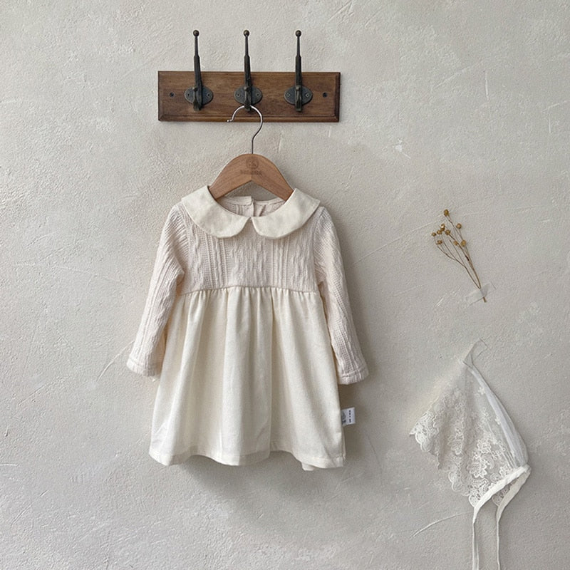 -ベビー ドッキング 丸襟 長袖 ロンパース ワンピース リンクコーデ 姉妹 お揃い - mamahalo shop - 長袖ワンピース -  べビー服 - 子供服 - 男の子 - 女の子