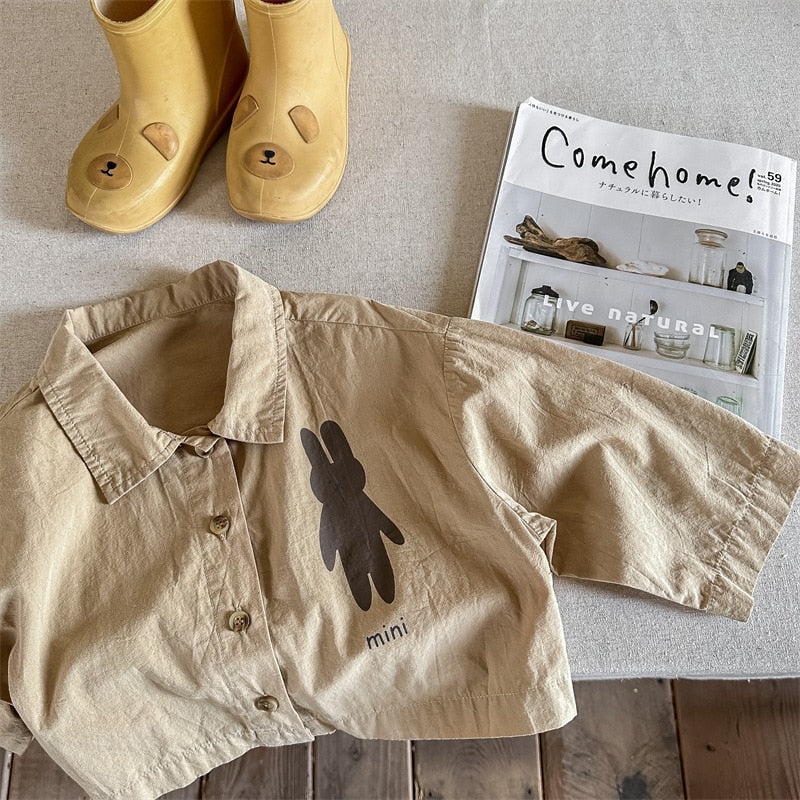 -キッズ うさぎ バニー ルーズ シャツ ジャケット - mamahalo shop - 長袖シャツ・ブラウス -  べビー服 - 子供服 - 男の子 - 女の子