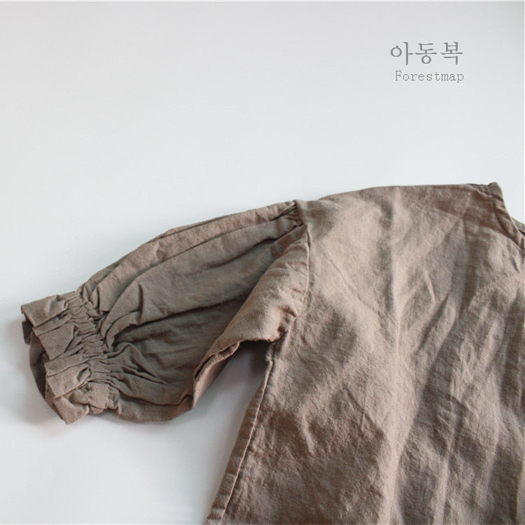 -キッズ 無地 ルーズ ロング 長袖 シャツ ワンピース - mamahalo shop - 長袖ワンピース -  べビー服 - 子供服 - 男の子 - 女の子