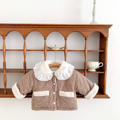 -ベビー フラワー レース 裏ボアフリース ジャケット コート アウター - mamahalo shop - ショートコート・ジャケット・ジャンパー -  べビー服 - 子供服 - 男の子 - 女の子