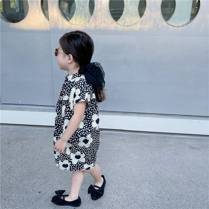 -キッズ 北欧風 ビッグ フラワー 半袖 ルーズ ジャンプスーツ つなぎ - mamahalo shop - 半袖ジャンプスーツ -  べビー服 - 子供服 - 男の子 - 女の子