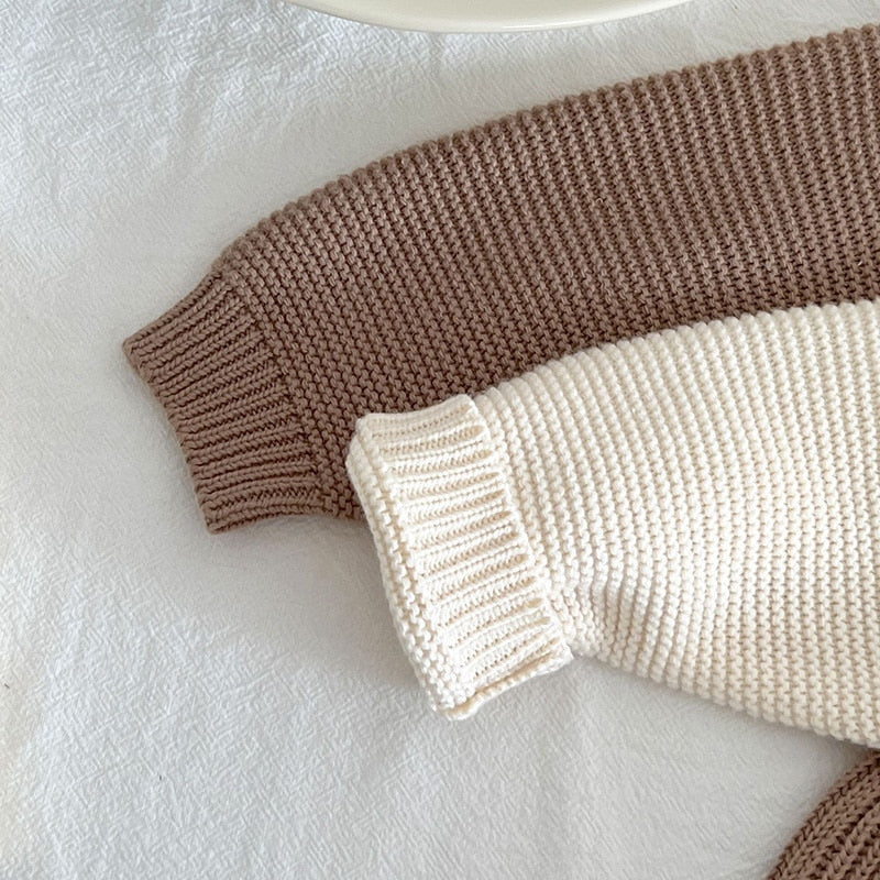 -☺︎ ベビー アランニット ケーブル編み 長袖 スカート ワンピース ロンパース - mamahalo shop - 長袖ロンパース -  べビー服 - 子供服 - 男の子 - 女の子