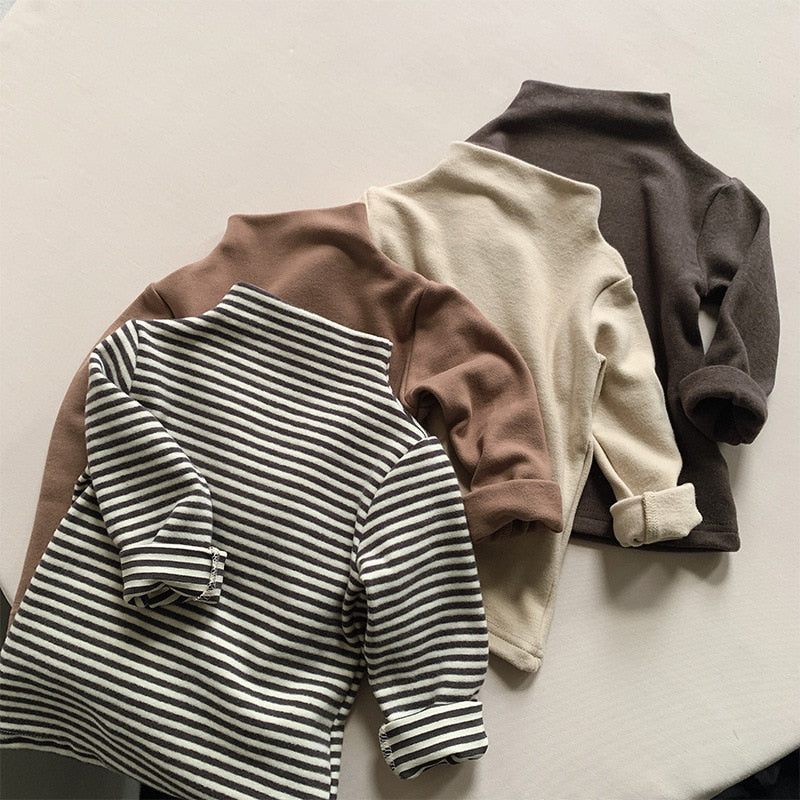 -キッズ ボトルネック ハイネック カットソー 長袖 Tシャツ - mamahalo shop - 長袖Tシャツ -  べビー服 - 子供服 - 男の子 - 女の子