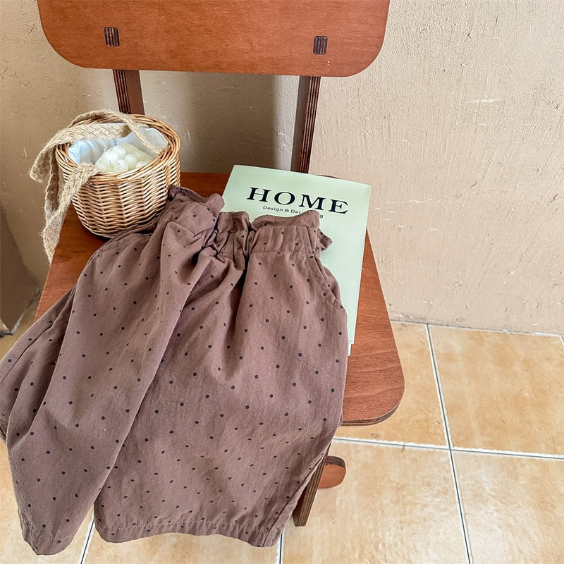 -キッズ みずたま 水玉 ルーズ ワイド パンツ ズボン - mamahalo shop - ロングパンツ・スウェットパンツ -  べビー服 - 子供服 - 男の子 - 女の子