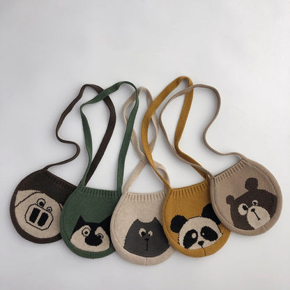 -キッズ ニット アニマル メッセンジャーバッグ 鞄 ポシェット - mamahalo shop - メッセンジャーバッグ -  べビー服 - 子供服 - 男の子 - 女の子