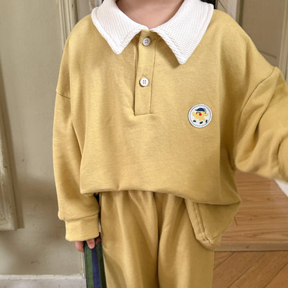 -キッズ セットアップ 長袖 ポロ襟 トップス パンツ - mamahalo shop - 長袖セットアップ -  べビー服 - 子供服 - 男の子 - 女の子