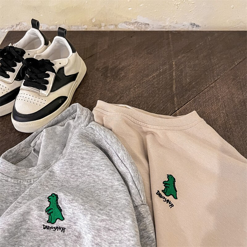 -キッズ ダイナソー 恐竜 ワンポイント セットアップ 半袖 Tシャツ ハーフパンツ【mh0000881】 - mamahalo shop - 半袖セットアップ -  べビー服 - 子供服 - 男の子 - 女の子