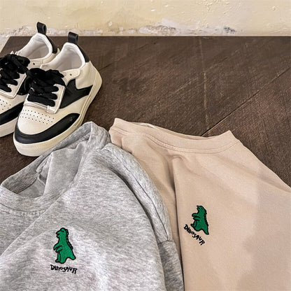 -キッズ ダイナソー 恐竜 ワンポイント セットアップ 半袖 Tシャツ ハーフパンツ【mh0000881】 - mamahalo shop - 半袖セットアップ -  べビー服 - 子供服 - 男の子 - 女の子