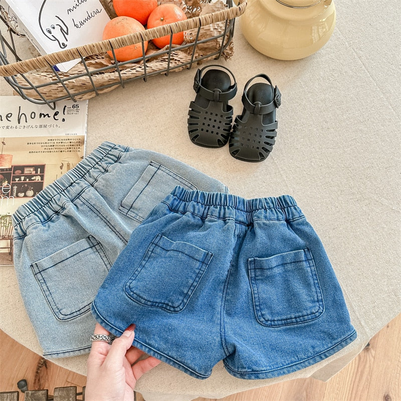 -キッズ デニム ショートパンツ ジーンズ パンツ - mamahalo shop - ハーフパンツ・ショートパンツ -  べビー服 - 子供服 - 男の子 - 女の子