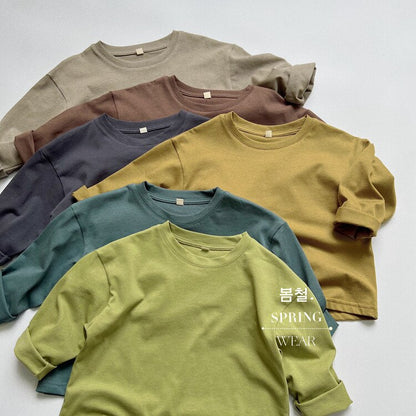 -キッズ シンプル ベーシック 長袖 Tシャツ トップス【mh0001232】 - mamahalo shop - 長袖Tシャツ -  べビー服 - 子供服 - 男の子 - 女の子