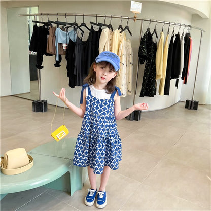 -キッズ 幾何学 フラワー リボン キャミソール ワンピース【mh0000885】 - mamahalo shop - タンクトップ・キャミソール・ノースリーブトップス -  べビー服 - 子供服 - 男の子 - 女の子