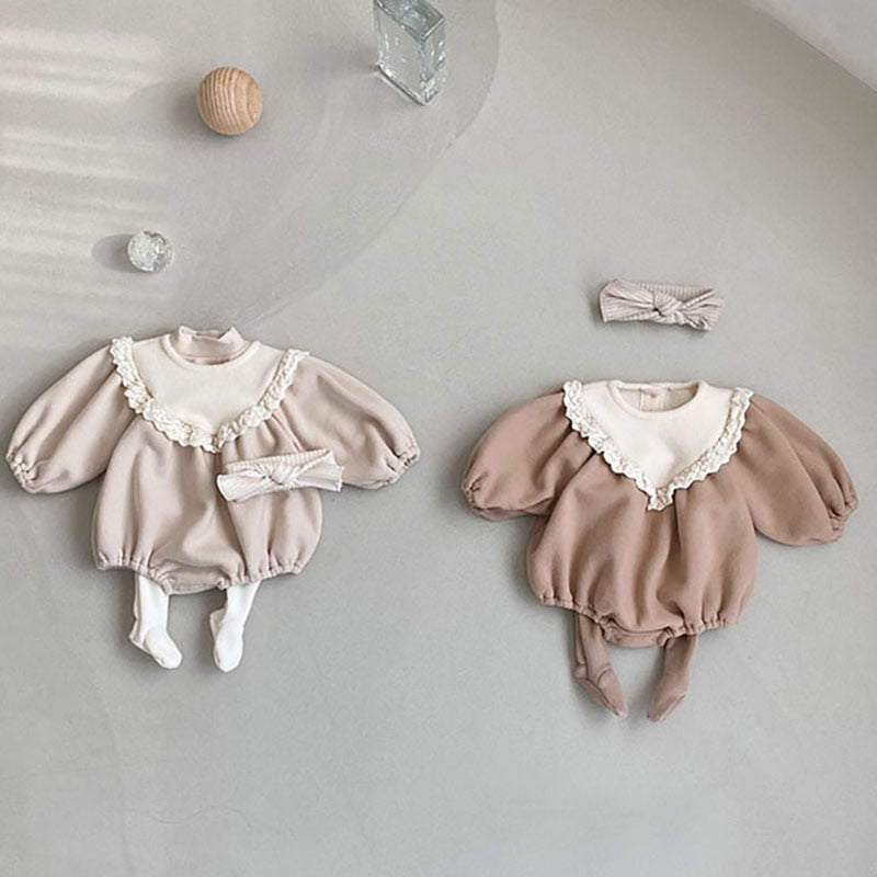 -ベビー フリース レース 長袖 ロンパース - mamahalo shop - 長袖ロンパース -  べビー服 - 子供服 - 男の子 - 女の子