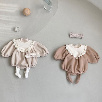 -ベビー フリース レース 長袖 ロンパース - mamahalo shop - 長袖ロンパース -  べビー服 - 子供服 - 男の子 - 女の子