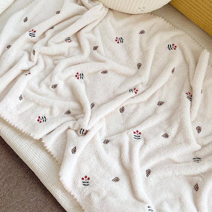 -ベビー 刺繍 ブランケット 毛布 フランネル くま ベア りす うさぎ バニー - mamahalo shop - ベビーブランケット・タオル -  べビー服 - 子供服 - 男の子 - 女の子