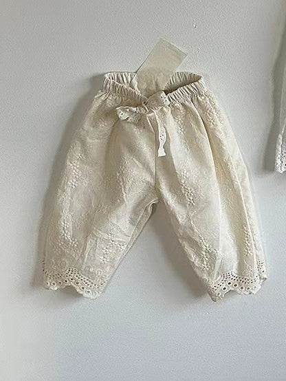 -キッズ フラワー レース 花柄 ルーズ ロングパンツ - mamahalo shop - ロングパンツ・スウェットパンツ -  べビー服 - 子供服 - 男の子 - 女の子
