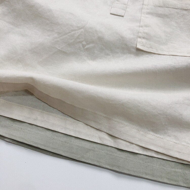 -キッズ コットンリネン 半袖 シャツ ブラウス - mamahalo shop - 半袖シャツ・ブラウス -  べビー服 - 子供服 - 男の子 - 女の子