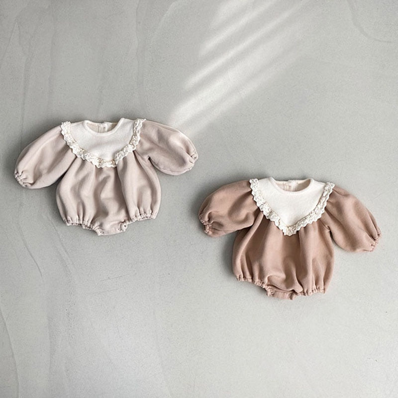 -ベビー フリース レース 長袖 ロンパース - mamahalo shop - 長袖ロンパース -  べビー服 - 子供服 - 男の子 - 女の子