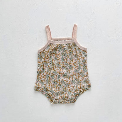 ベビー メッシュ キャミソール ロンパース レモン フラワー 洋梨 - mamahalo shop - ノースリーブロンパース - ベビー服 - 子供服 - 男の子 - 女の子