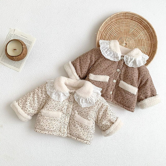 -ベビー フラワー レース 裏ボアフリース ジャケット コート アウター - mamahalo shop - ショートコート・ジャケット・ジャンパー -  べビー服 - 子供服 - 男の子 - 女の子