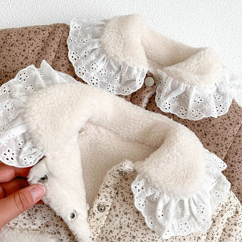 -ベビー フラワー レース 裏ボアフリース ジャケット コート アウター - mamahalo shop - ショートコート・ジャケット・ジャンパー -  べビー服 - 子供服 - 男の子 - 女の子