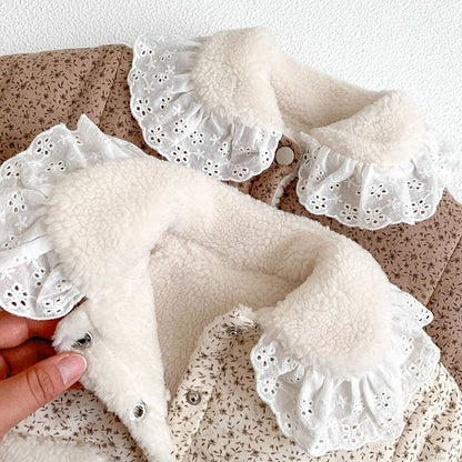 -ベビー フラワー レース 裏ボアフリース ジャケット コート アウター - mamahalo shop - ショートコート・ジャケット・ジャンパー -  べビー服 - 子供服 - 男の子 - 女の子