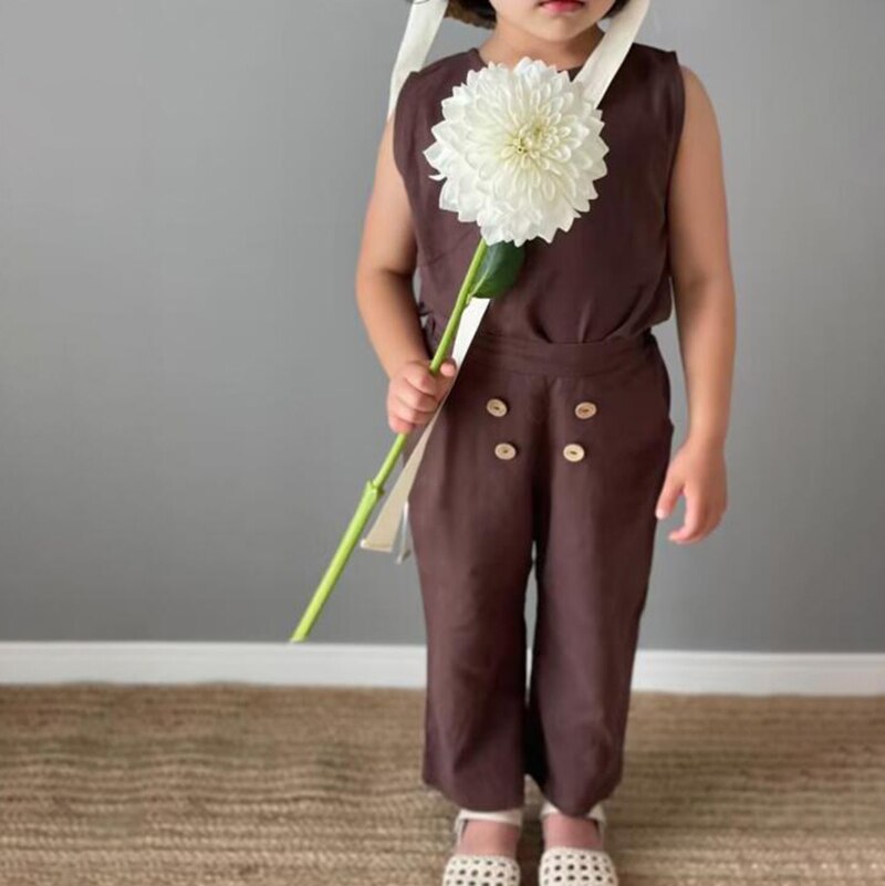 -キッズ セットアップ ノースリーブ タンクトップ トップス ワイド ルーズ ロングパンツ リゾートスタイル【mh0001736】 - mamahalo shop - ノースリーブセットアップ -  べビー服 - 子供服 - 男の子 - 女の子