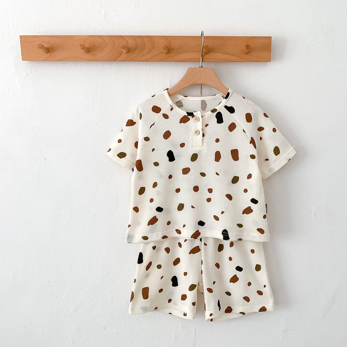 -キッズ 半袖 プリント セットアップ パジャマ Tシャツ ショートパンツ フラワー レモン - mamahalo shop - 半袖パジャマ -  べビー服 - 子供服 - 男の子 - 女の子