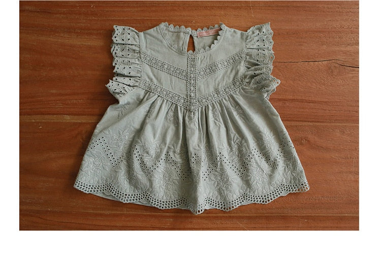 -キッズ レース 透け感 フリル ショートパンツ 半袖 Tシャツ ブラウス トップス - mamahalo shop - ハーフパンツ・ショートパンツ -  べビー服 - 子供服 - 男の子 - 女の子