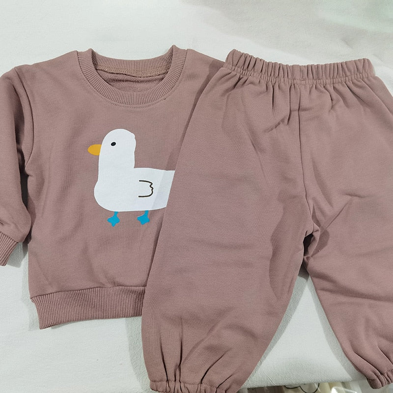 -ベビー あひる セットアップ スウェット トップス パンツ - mamahalo shop - 長袖セットアップ -  べビー服 - 子供服 - 男の子 - 女の子