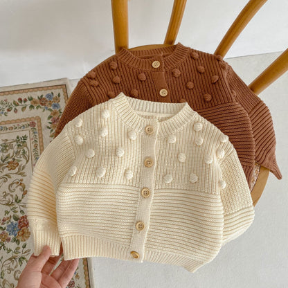 -ベビー ニット みずたま カーディガン - mamahalo shop - カーディガン・パーカー -  べビー服 - 子供服 - 男の子 - 女の子