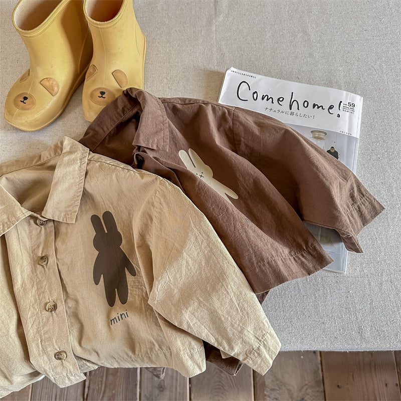 -キッズ うさぎ バニー ルーズ シャツ ジャケット - mamahalo shop - 長袖シャツ・ブラウス -  べビー服 - 子供服 - 男の子 - 女の子