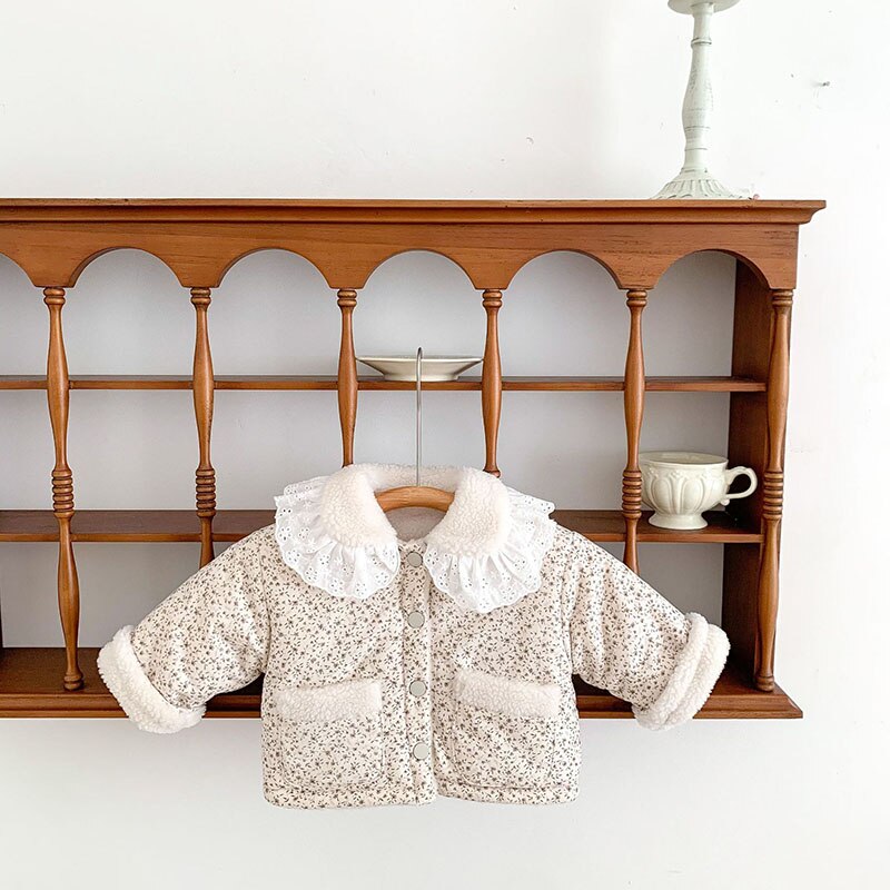 -ベビー フラワー レース 裏ボアフリース ジャケット コート アウター - mamahalo shop - ショートコート・ジャケット・ジャンパー -  べビー服 - 子供服 - 男の子 - 女の子