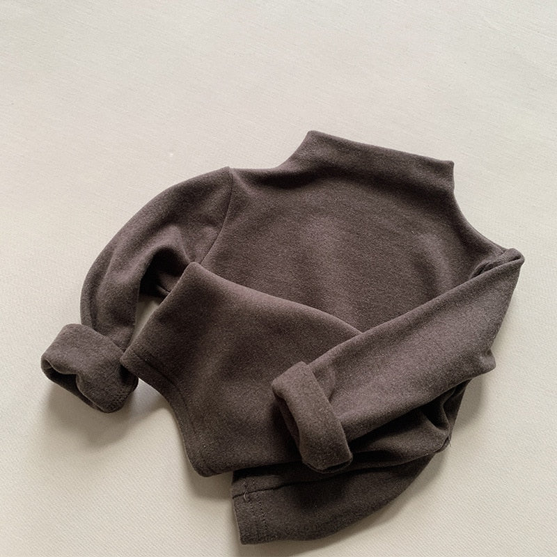 -キッズ ボトルネック ハイネック カットソー 長袖 Tシャツ - mamahalo shop - 長袖Tシャツ -  べビー服 - 子供服 - 男の子 - 女の子