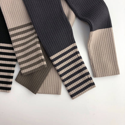 -キッズ ニット パッチワーク レギンス パンツ - mamahalo shop - レギンスパンツ -  べビー服 - 子供服 - 男の子 - 女の子