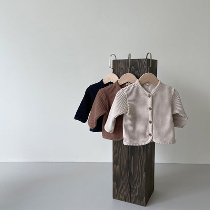 ベビー ワッフル ニット カーディガン 4284B - mamahalo shop - カーディガン・パーカー - ベビー服 - 子供服 - 男の子 - 女の子