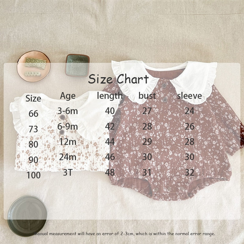 -ベビー フラワー フリル 長袖 ロンパース【mh0000980】 - mamahalo shop - 長袖ロンパース -  べビー服 - 子供服 - 男の子 - 女の子