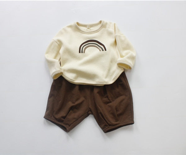 -キッズ レインボー 長袖 ルーズ Tシャツ トップス - mamahalo shop - 長袖Tシャツ -  べビー服 - 子供服 - 男の子 - 女の子