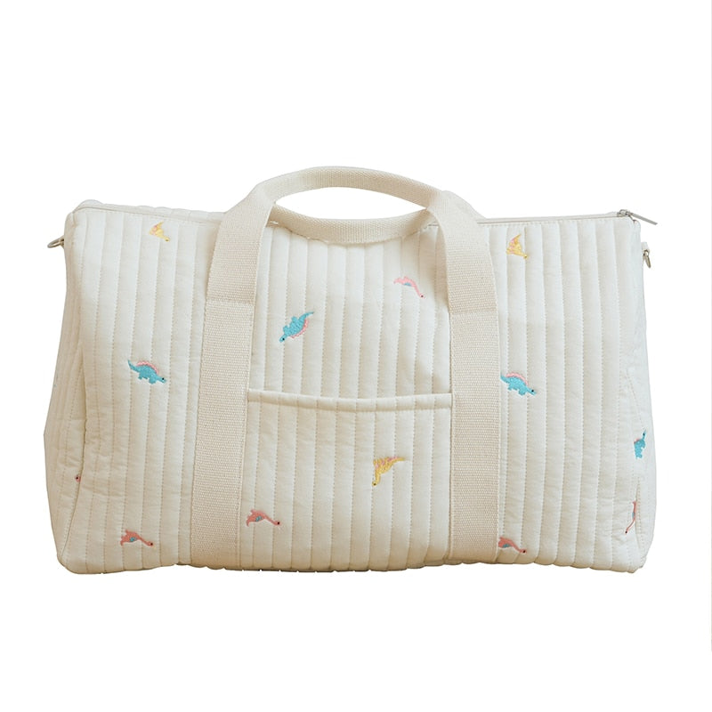 -キルティング 刺繍 ママ バッグ ボストンバッグ くま ベア うさぎ バニー 恐竜 ダイナソー オリーブ【mh0001471】 - mamahalo shop - マザーズバッグ -  べビー服 - 子供服 - 男の子 - 女の子