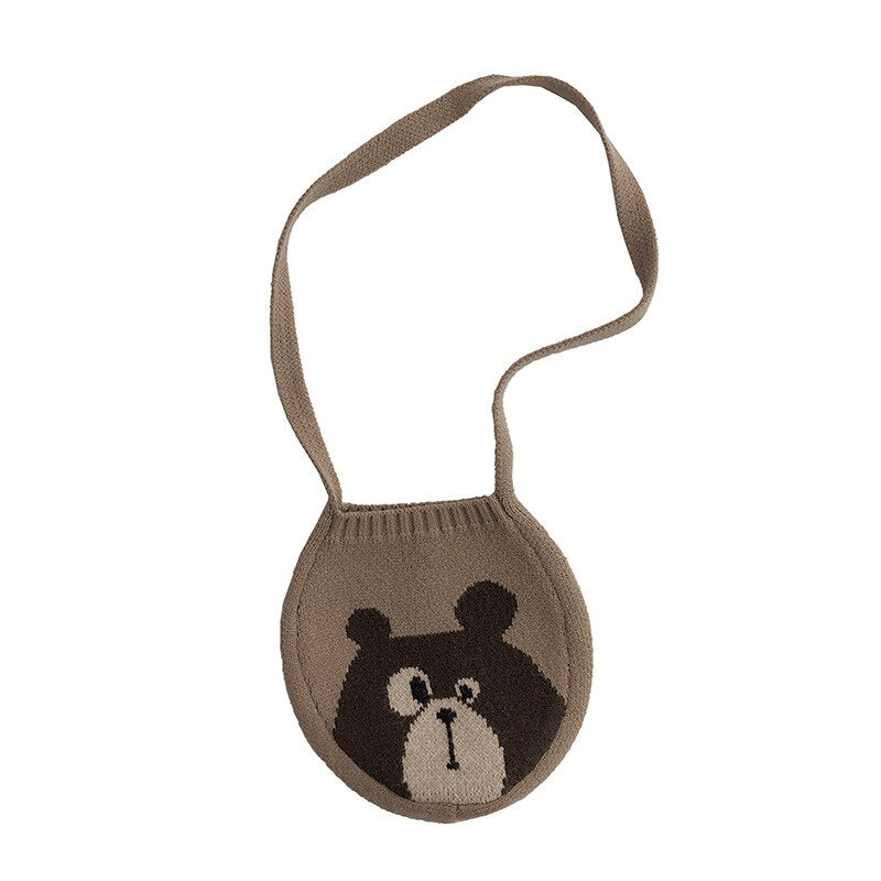 -キッズ ニット アニマル メッセンジャーバッグ 鞄 ポシェット - mamahalo shop - メッセンジャーバッグ -  べビー服 - 子供服 - 男の子 - 女の子