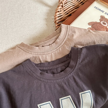 -キッズ レターロゴ 長袖 ルーズ Tシャツ トップス【mh0001228】 - mamahalo shop - 長袖Tシャツ -  べビー服 - 子供服 - 男の子 - 女の子