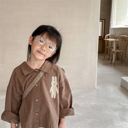 -キッズ うさぎ バニー ルーズ シャツ ジャケット - mamahalo shop - 長袖シャツ・ブラウス -  べビー服 - 子供服 - 男の子 - 女の子