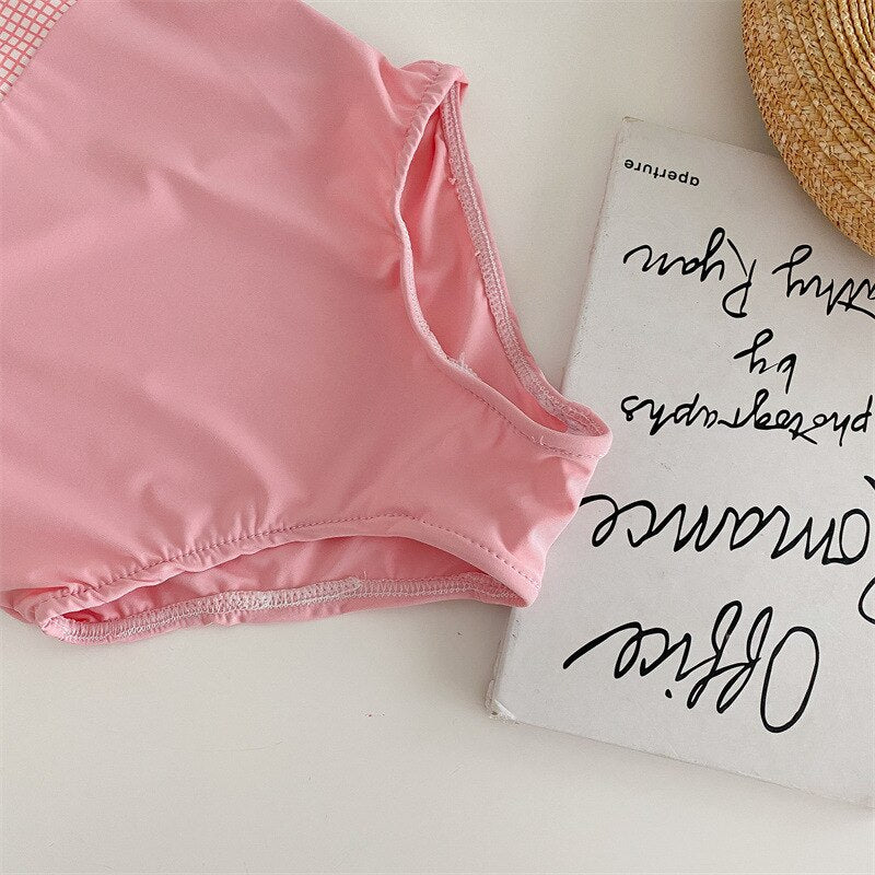 -キッズ 水着 ワンピース リボン チューリップ 帽子 セット スイムウェア【mh0001892】 - mamahalo shop - ベビー用水着 -  べビー服 - 子供服 - 男の子 - 女の子