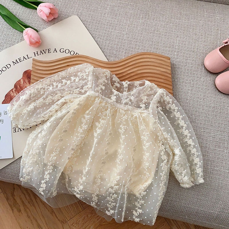 -ベビー チュチュ チュール レース 長袖 ドレス ロンパース - mamahalo shop - 長袖ロンパース -  べビー服 - 子供服 - 男の子 - 女の子