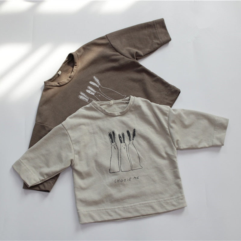 -キッズ うさぎ ラビット 長袖 Tシャツ トップス - mamahalo shop - 長袖Tシャツ -  べビー服 - 子供服 - 男の子 - 女の子