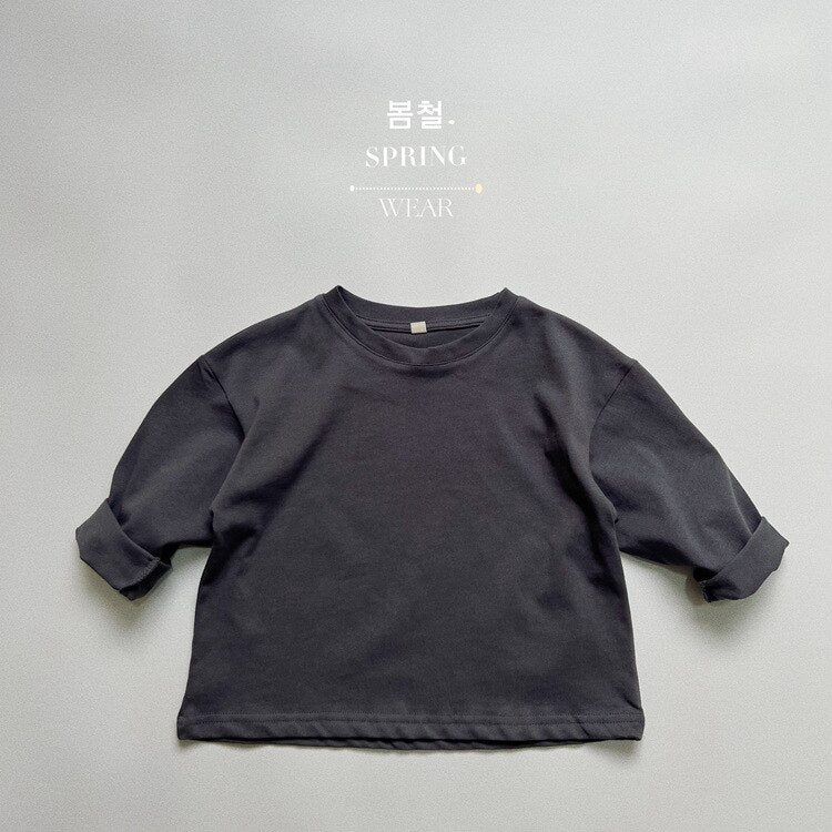 -キッズ シンプル ベーシック 長袖 Tシャツ トップス【mh0001232】 - mamahalo shop - 長袖Tシャツ -  べビー服 - 子供服 - 男の子 - 女の子