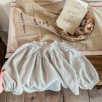 -キッズ ストライプ 長袖 ルーズ チュニック ブラウス【mh0001289】 - mamahalo shop - 長袖シャツ・ブラウス -  べビー服 - 子供服 - 男の子 - 女の子