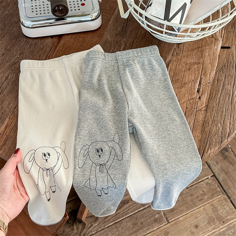 -キッズ うさぎ ラビット バニー プリント レギンス パンツ - mamahalo shop - レギンスパンツ -  べビー服 - 子供服 - 男の子 - 女の子