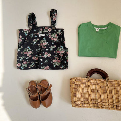 -キッズ フラワープリント オーバーオール サロペット パンツ - mamahalo shop - オーバーオール -  べビー服 - 子供服 - 男の子 - 女の子