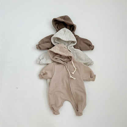 -ベビー フーディ ジッパー 長袖 ジャンプスーツ - mamahalo shop - 長袖ロンパース -  べビー服 - 子供服 - 男の子 - 女の子